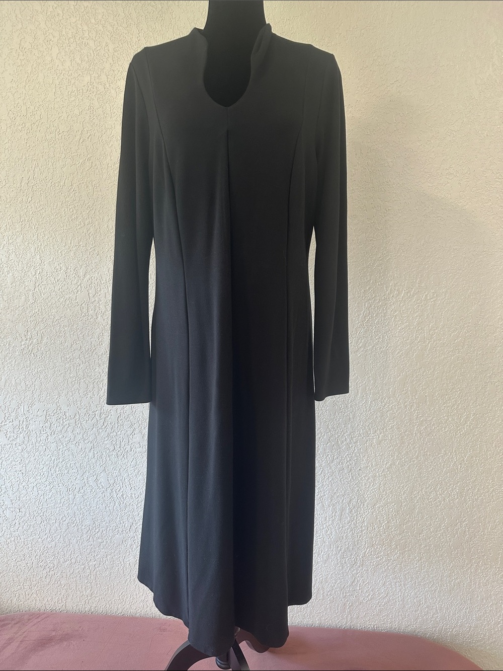 J. Jill Black Long-Sleeve V-Neck Maxi Dress